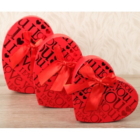 Набор коробок-сердце 3в1 красное "LOVE"