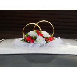 Кольца авто (круг) "Красно-белые розы"  СД-001900