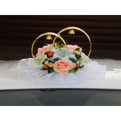 Кольца авто (круг) "Розы + лилии" персиковые  СД-001902