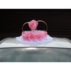 Кольца авто "Розовые розы +цветы на кольцах"  СК-001915