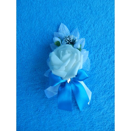 Бутоньерка роза (латекс) голубая