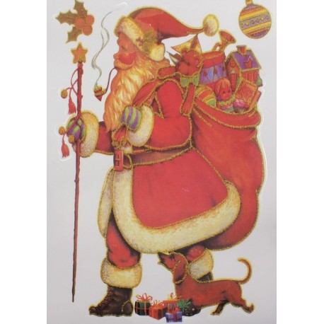 Наклейка новогодняя "Дед Мороз с подарками"