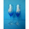 Фужеры тулипы с рис. "Голуби" (сине-голубые)