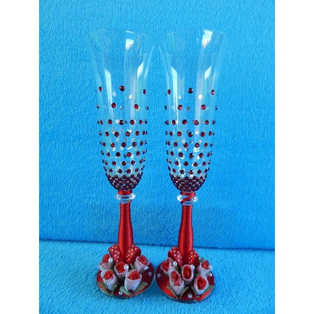 Фужеры богемия "Капельки любви" (красные)