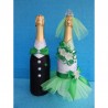 Шампанское украшенное "Жених + Невеста" (зеленое)