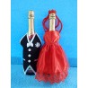 Одежда на шампанское простая "Жених + Невеста" (красная)