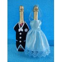 Одежда на шампанское простая "Жених + Невеста" (голубая)