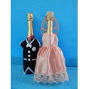 Одежда на шампанское простая "Жених + Невеста" (персиковая)