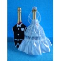 Одежда на шампанское круговая "Жених + невеста" (белая)