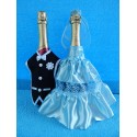 Одежда на шампанское круговая "Жених + невеста" (голубая)