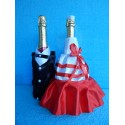 Одежда на шампанское круговая "Жених + невеста" (красная)