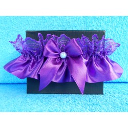 Свадебная подвязка "Леди" (фиолетовая с атласом)