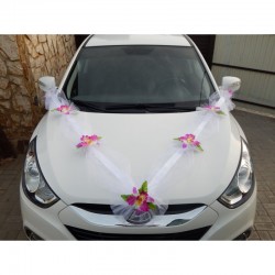 Лента авто "Нежная" (7) цветы орхидеи (белая с сиреневыми цветами)