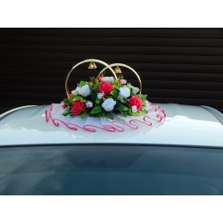 Кольца авто (круг) "Розы" ярко-розовые+белые (СД-0026722)