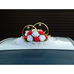 Кольца авто (круг) "Розы" бело-красные (СД-0026728)