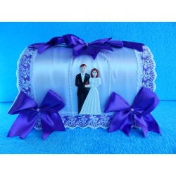Коробка для денег сундучок "Молодожены" бело-фиолетовый