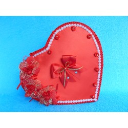 Коробка для денег "Сердце красное" букетики роз + бантик