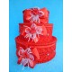 Коробка для денег "Тортик" красный с цветами и бантами