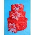 Коробка для денег "Тортик" красный с цветами и бантами