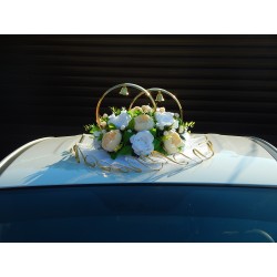 Кольца авто (круг) "Пионы+розы" шампань с белым (СД-0027021) 