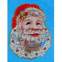 Плакат фигурный 3D блеск "голова Деда Мороза" 33см