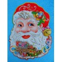 Плакат фигурный 3D блеск "голова Деда Мороза" 43см