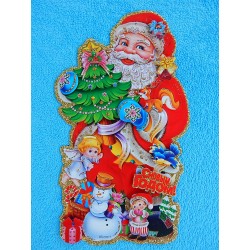 Плакат фигурный 3D блеск "Дед Мороз с елочкой" 37см
