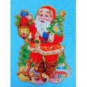 Плакат фигурный 3D блеск "Дед Мороз с елкой и фонариком" 47*31см