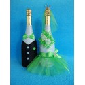 Шампанское украшенное "Жених + Невеста" (нежно-зеленое)