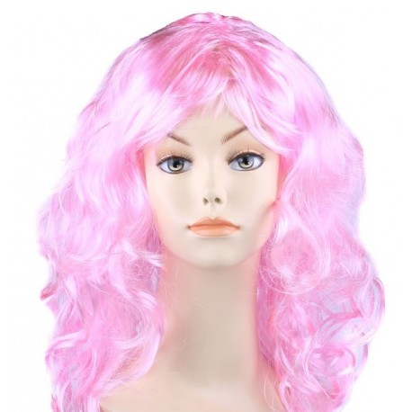Парик длинный "Светло-розовый" волнистый волос 