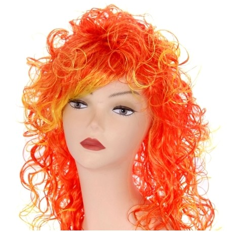 Парик длинный "Оранжево-жёлтое мелирование" кудрявый волос