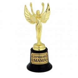 Кубок-фигура Ника на черной подставке "Лучшая мама"