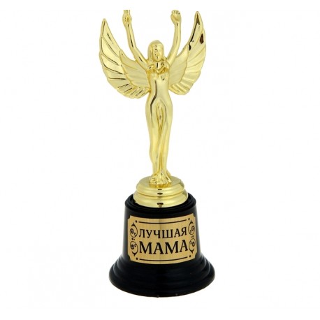Кубок-фигура Ника на черной подставке "Лучшая мама"
