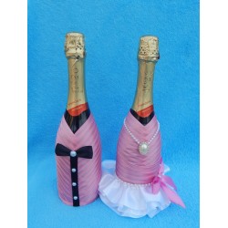 Чехлы на шампанское "Жених+Невеста" (розовые)