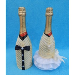 Чехлы на шампанское "Жених+Невеста" (шампань)