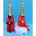 Чехлы на шампанское "Жених+Невеста" (красные)
