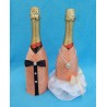 Чехлы на шампанское "Жених+Невеста" (персиковые)